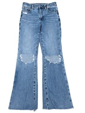 American Eagle Super High Rise Flare Distressed Denim Jeans Size 2